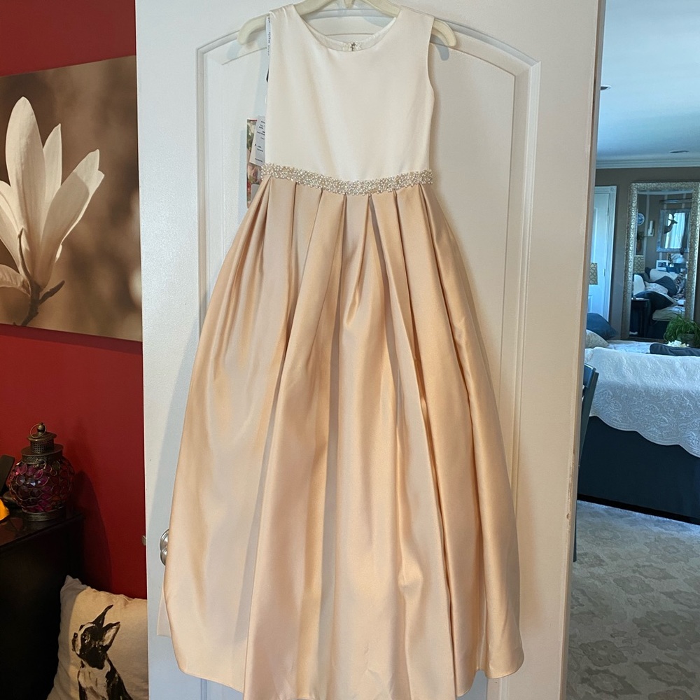 Alfred Angelo Girls White & Champagne Dress